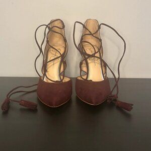 Jessica Simpson Lace Up Maroon Heels - Size 7.5